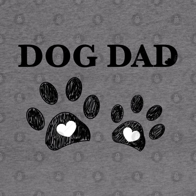 Black paw print with hearts. Cat dad text by GULSENGUNEL